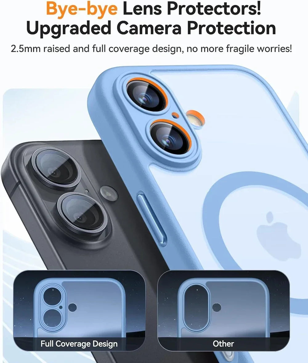 Magnetic Matte Translucent Armor Case for iPhone 15, 16 & 17 Series - Shockproof & MagSafe Compatible