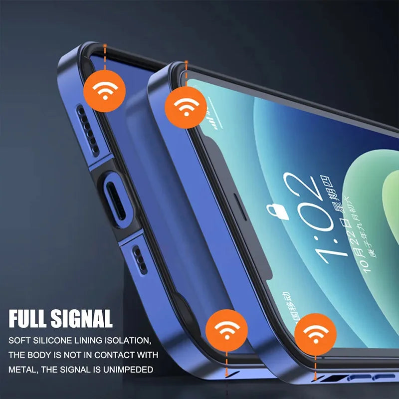 Hybrid Aluminum & Silicone Bumper Case for iPhone 15, 16 & 17 - Cooling Heat Dissipation Design