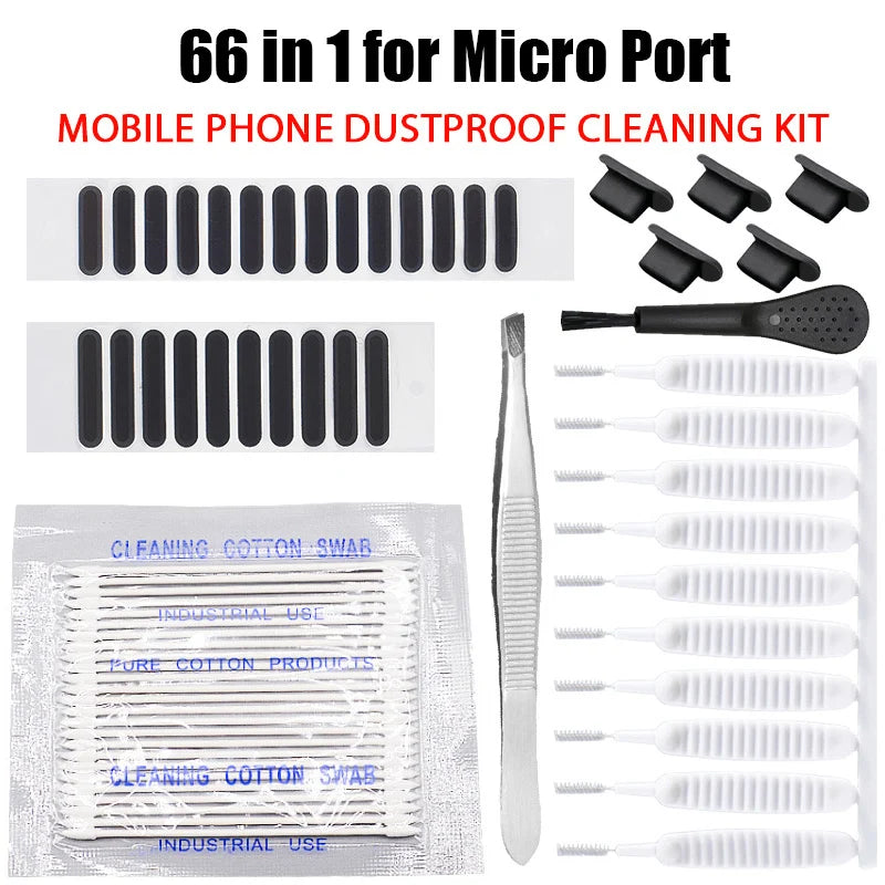 Universal Phone Cleaning & Dust Protection Kit - Speaker Mesh, Dust Plugs & Brush Set for iPhone