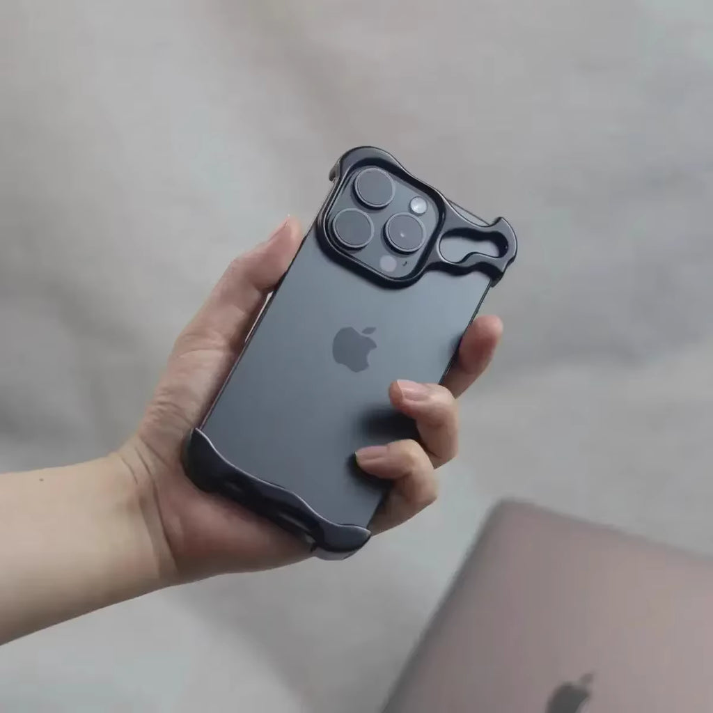 Irregular Metal Bumper Case for iPhone 15, 16 & 17 - Aluminum Shockproof Cover with Lens Protection