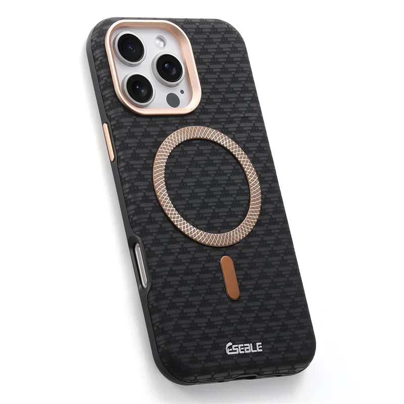 Premium Carbon Fiber Leather MagSafe Case for iPhone 15, 16 & 17 Series