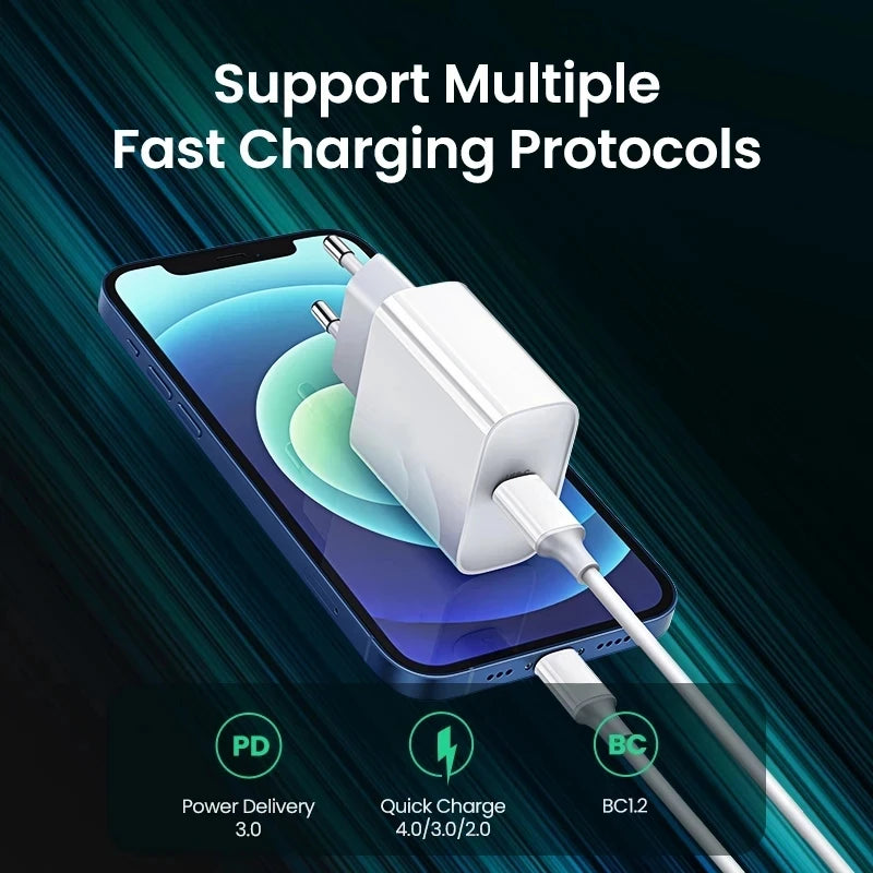 40W PD USB-C Fast Wall Charger Adapter for iPhone 15/16/17 Pro Max & iPad