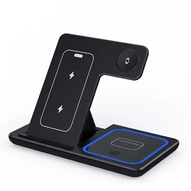 3-in-1 Foldable Wireless Charging Station for iPhone, iWatch & AirPods - 15W Fast Charge