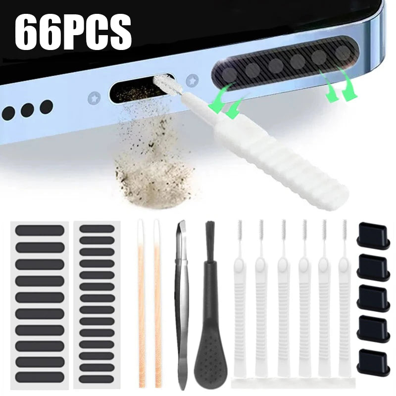 Universal Phone Cleaning & Dust Protection Kit - Speaker Mesh, Dust Plugs & Brush Set for iPhone