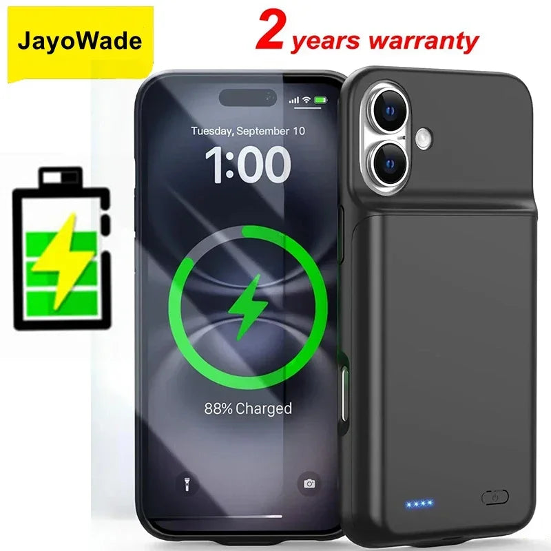 10000mAh Portable Battery Charger Case for iPhone 15/16/17 Series - Slim Power Bank Cover