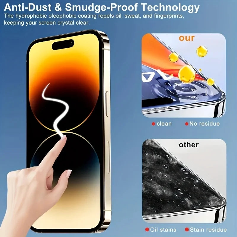 4-Pack Easy-Install Privacy Tempered Glass for iPhone Series