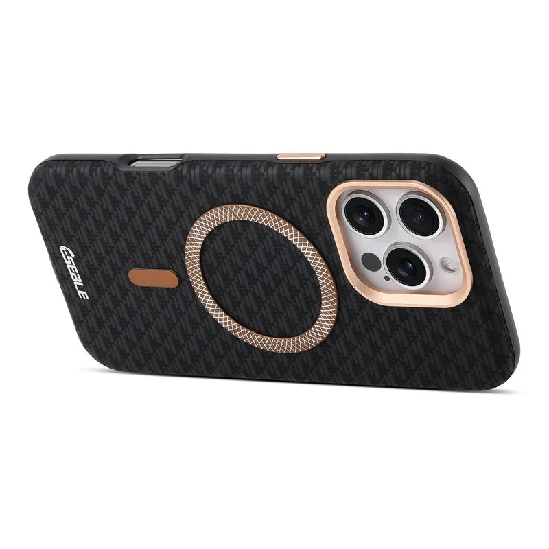 Premium Carbon Fiber Leather MagSafe Case for iPhone 15, 16 & 17 Series
