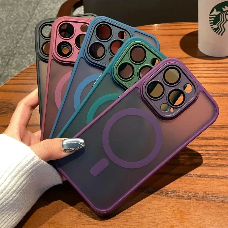 Luxury Matte Shockproof Magnetic Case for iPhone 16 & 15 Series - MagSafe Compatible