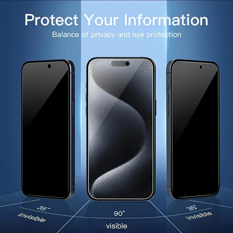 4-Pack Easy-Install Privacy Tempered Glass for iPhone Series