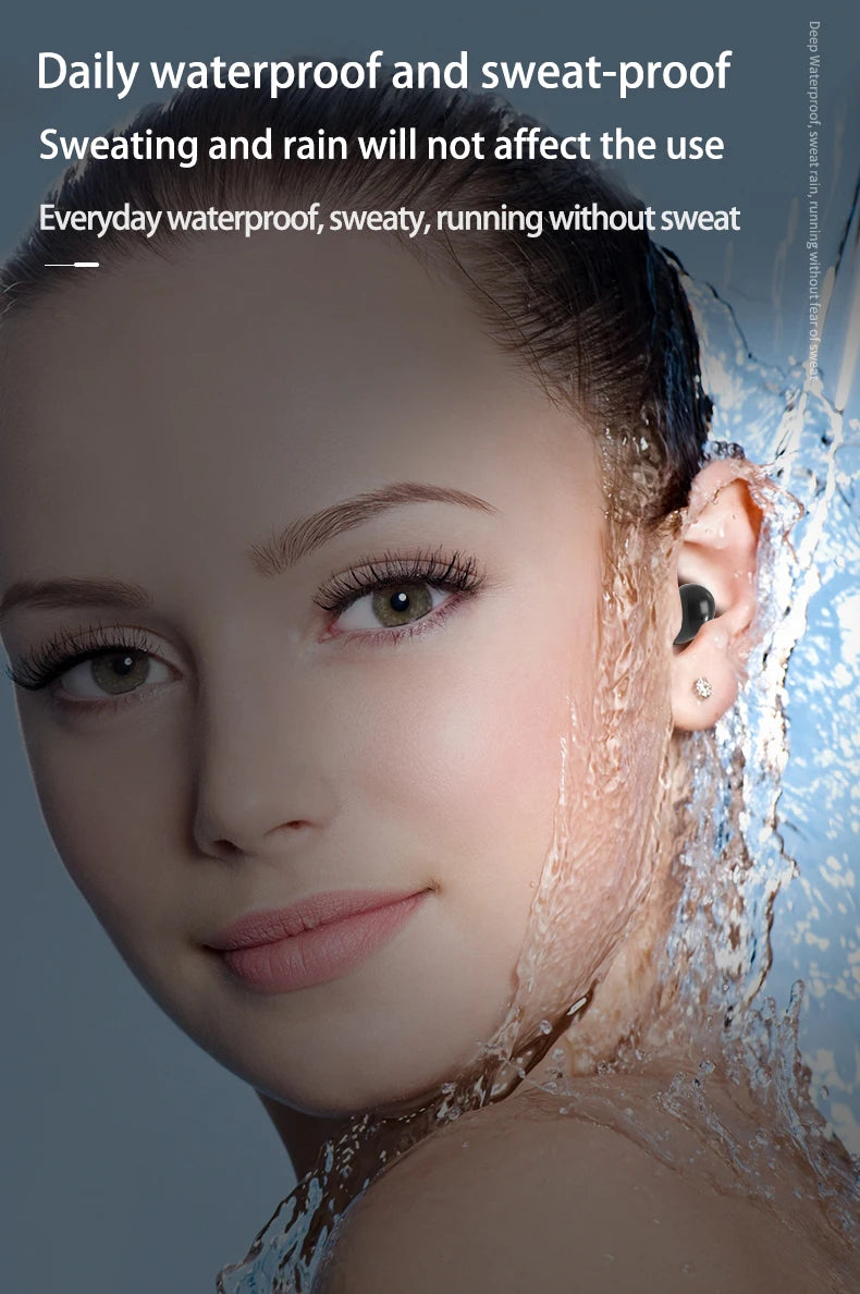Invisible TWS Mini Bluetooth 5.3 Earbuds - Noise-Cancelling Wireless Headphones with Mic
