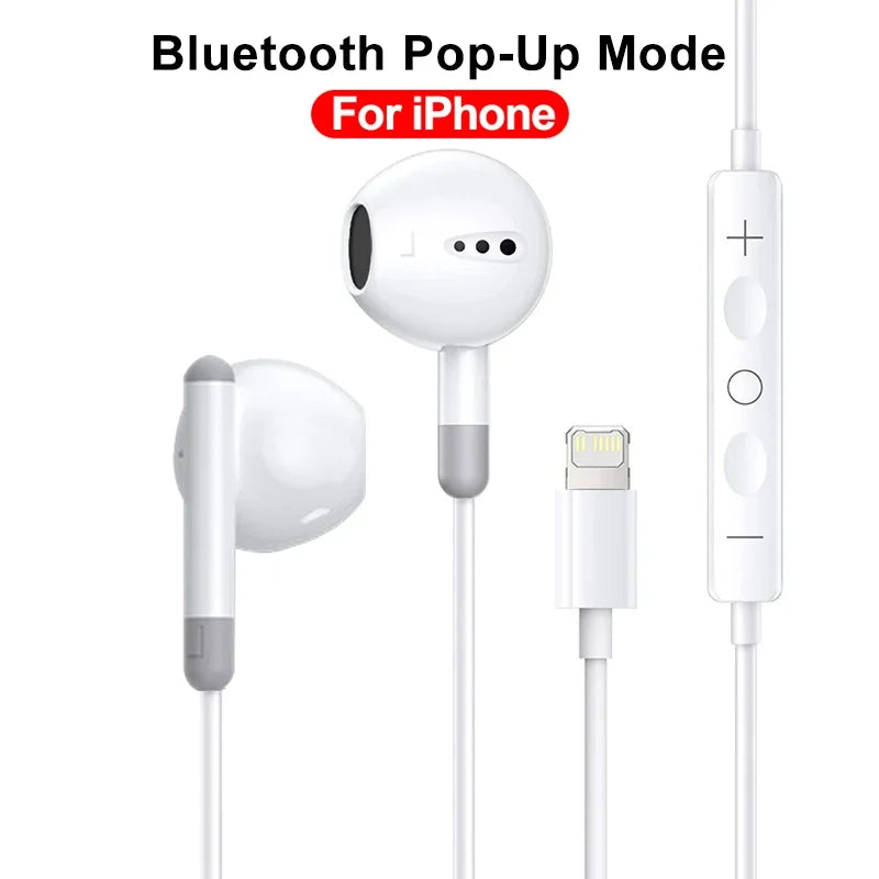 Premium Lightning Connector Wired Earphones for iPhone – Compatible with iPhone 14, 13, 12, 11, X, 8, 7 Series