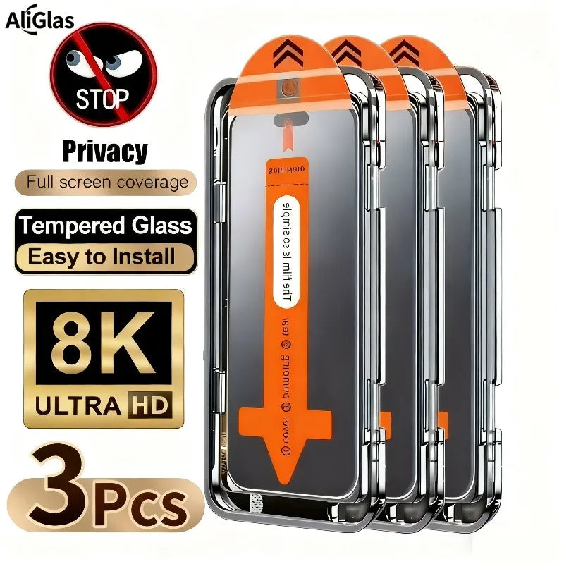 Premium 3-Pack Full Coverage Privacy Tempered Glass for iPhone
