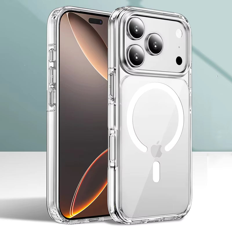 Luxury Clear Magnetic Shockproof Case for iPhone 17 Series (Air/Pro/Pro Max) - Wireless Charging Compatible