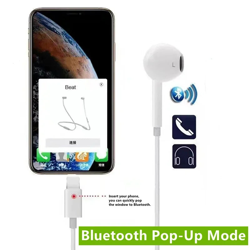 Premium Lightning Connector Wired Earphones for iPhone – Compatible with iPhone 14, 13, 12, 11, X, 8, 7 Series