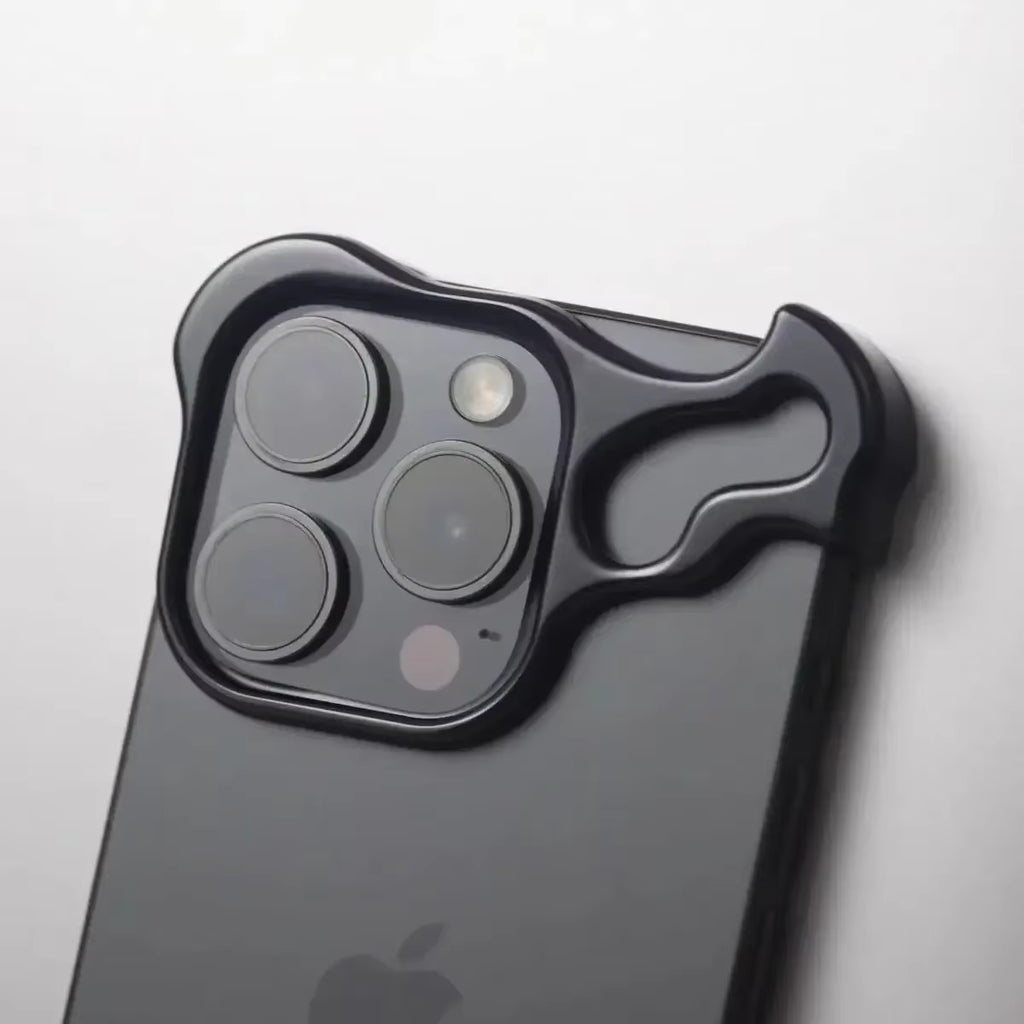Irregular Metal Bumper Case for iPhone 15, 16 & 17 - Aluminum Shockproof Cover with Lens Protection