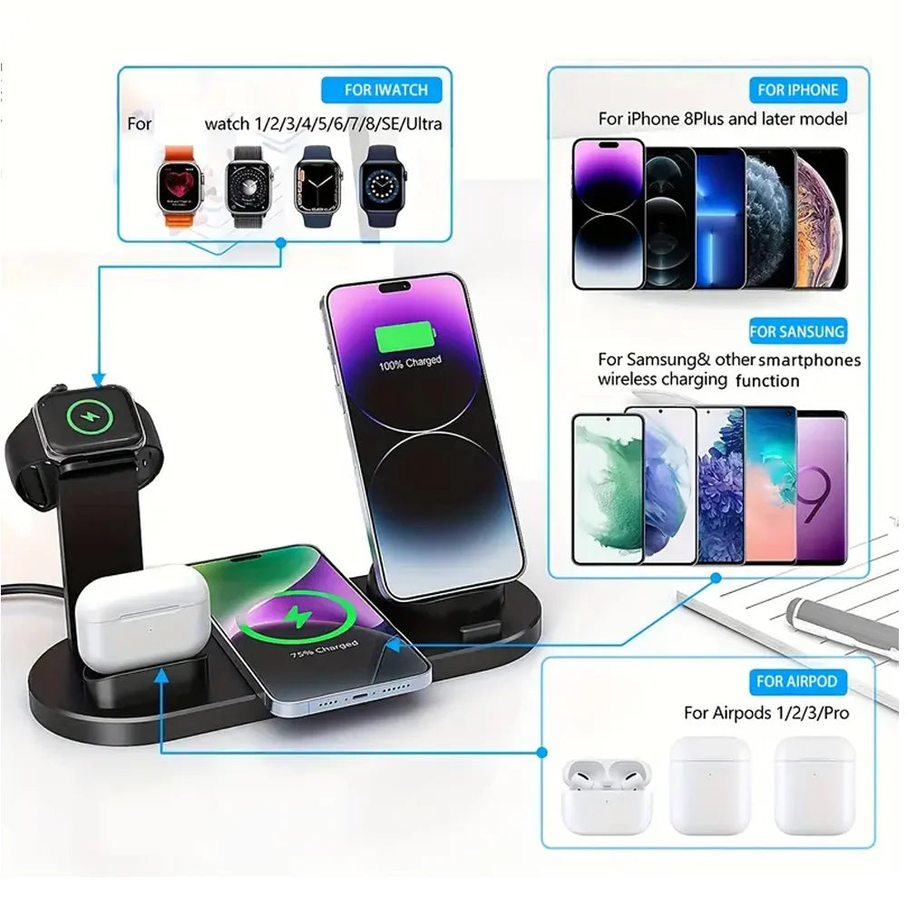3-in-1 Universal Wireless Charging Station for iPhone 15/16/17 Series & AirPods - Fast Charging Dock