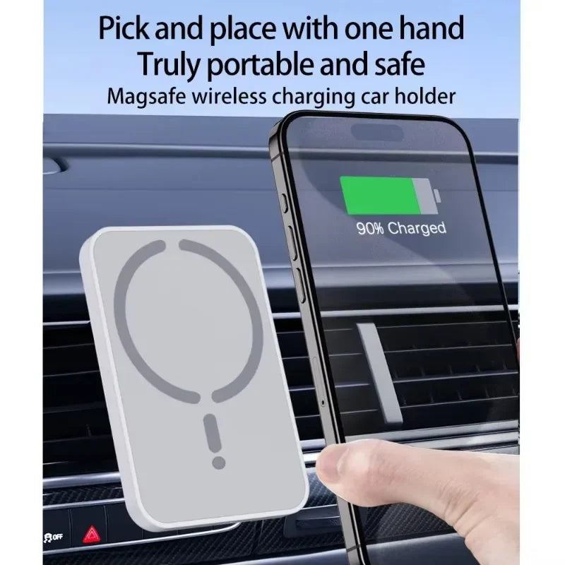 Magnetic Wireless Car Charger with MagSafe - Air Vent Phone Mount for iPhone 15/16/17 Series
