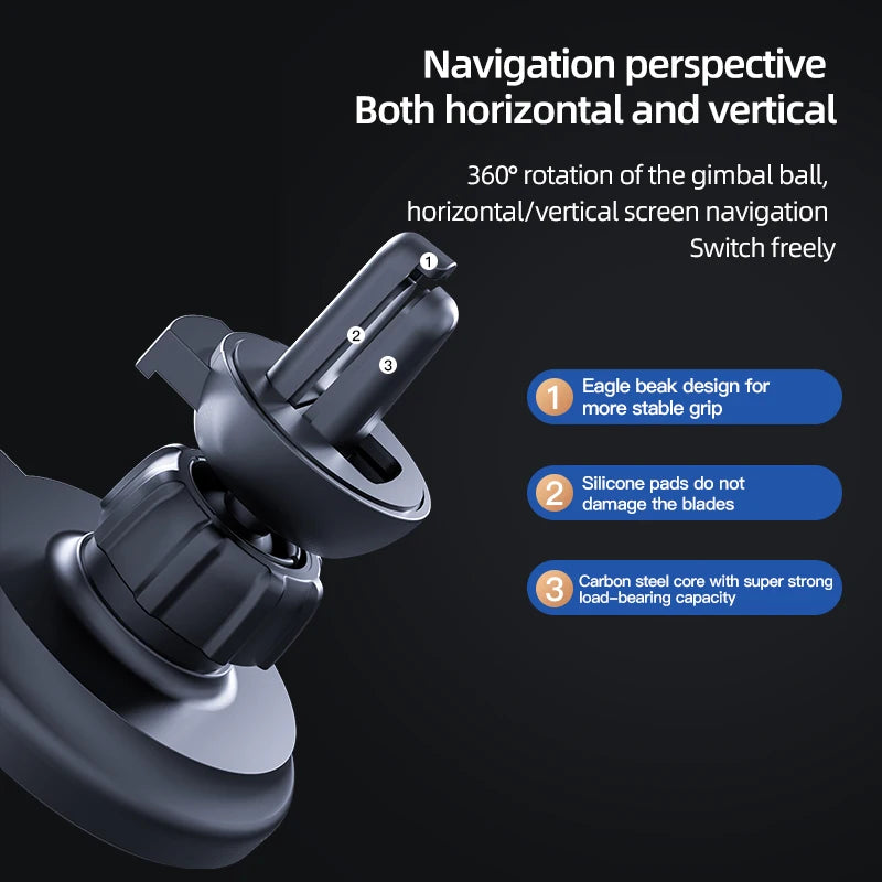 Magnetic Wireless Car Charger + MagSafe Ring Kit - Air Vent Phone Holder for iPhone 15/16/17 Series
