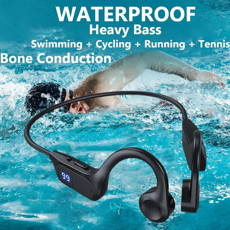 X7 Bone Conduction Swimming Headphones - Waterproof Wireless Sports Earbuds with Mic