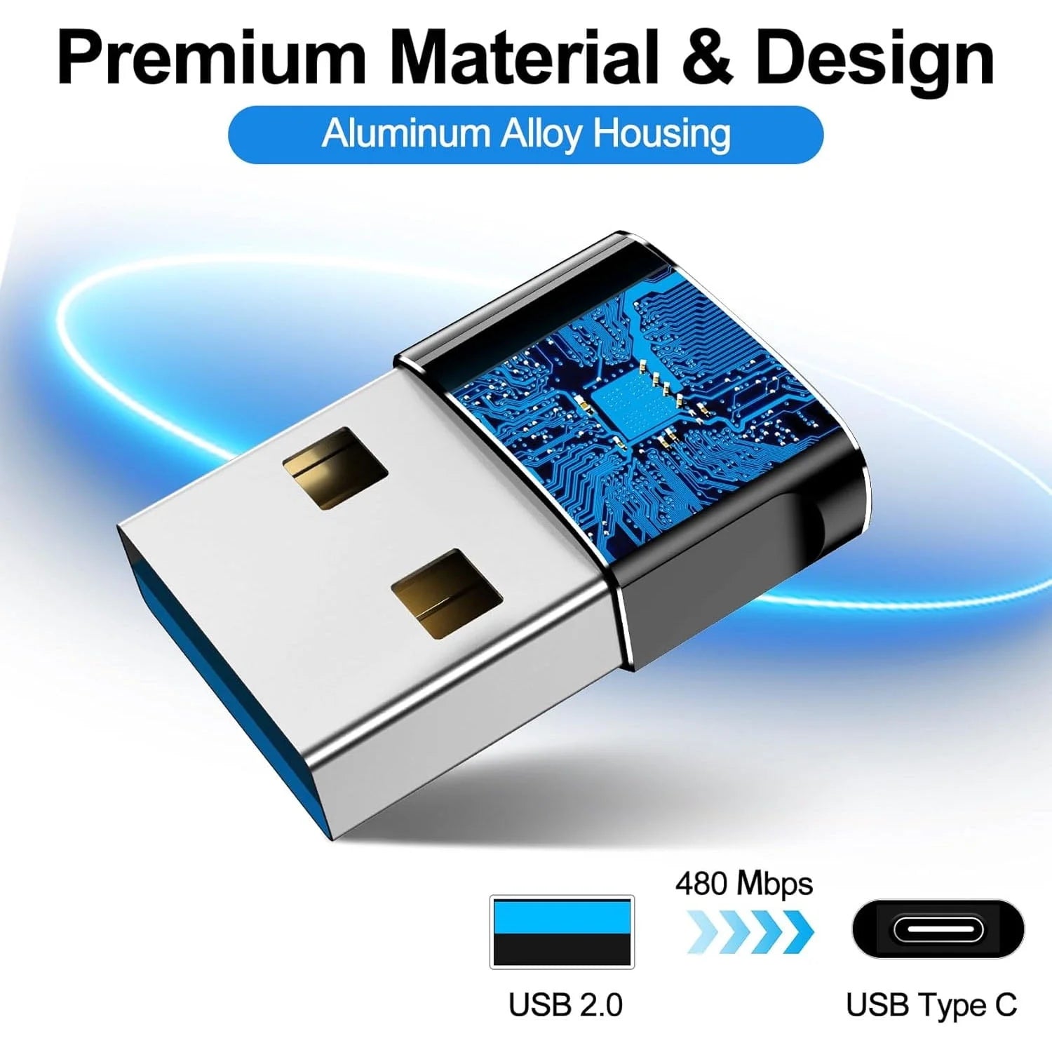 4-Pack USB-C Female to USB-A Male Adapter - Fast Charging & Data Sync Converter for iPhone 15/16/17 Series