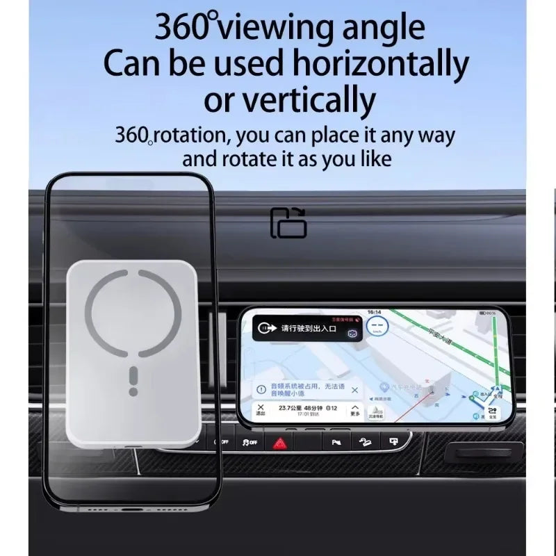 Magnetic Wireless Car Charger with MagSafe - Air Vent Phone Mount for iPhone 15/16/17 Series