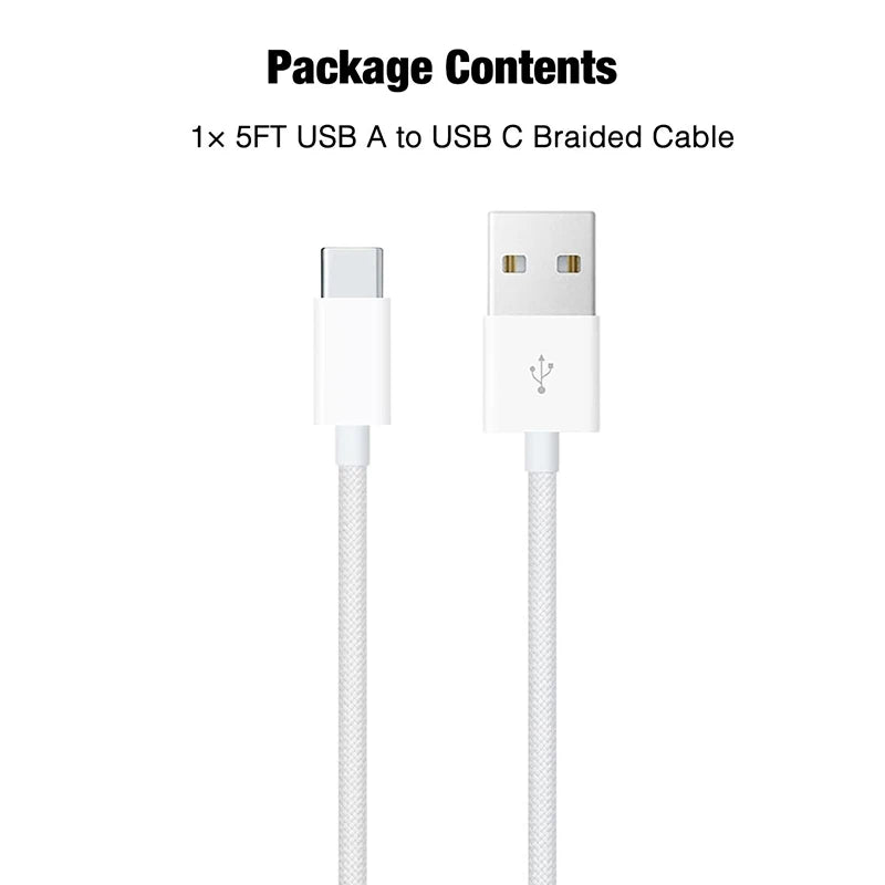 45W Braided USB-C to USB-C Fast Charging Cable for iPhone 15/16/17 Series