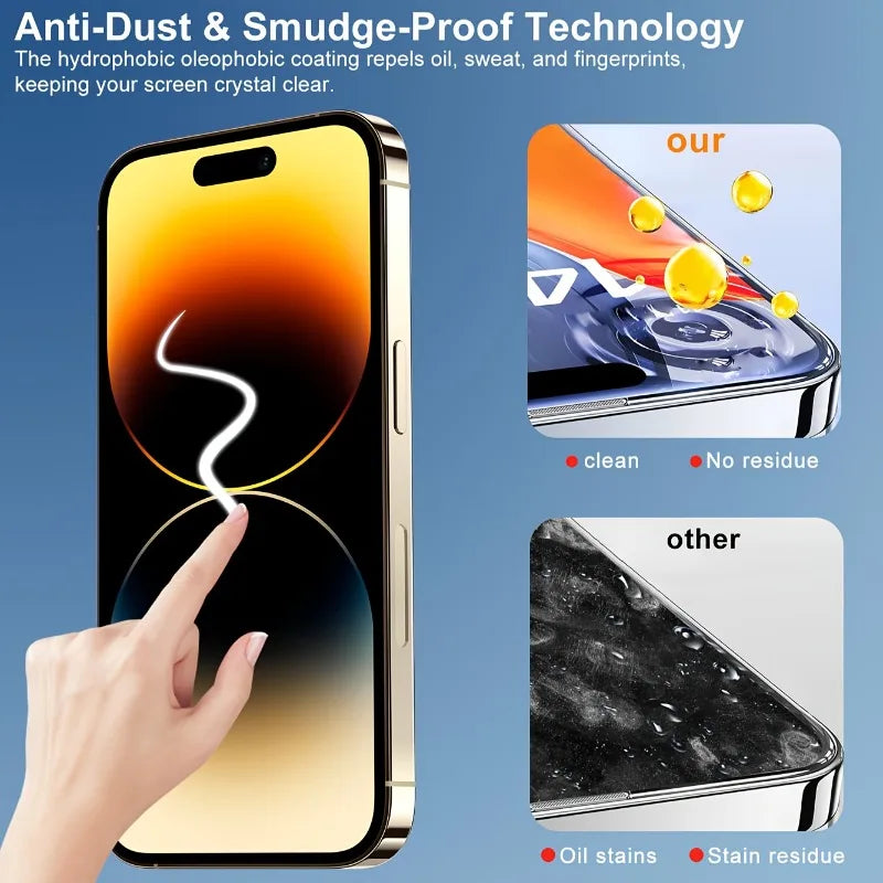 Dust-Free Privacy Tempered Glass Screen Protector for iPhone (17, 16 & 15 Series)