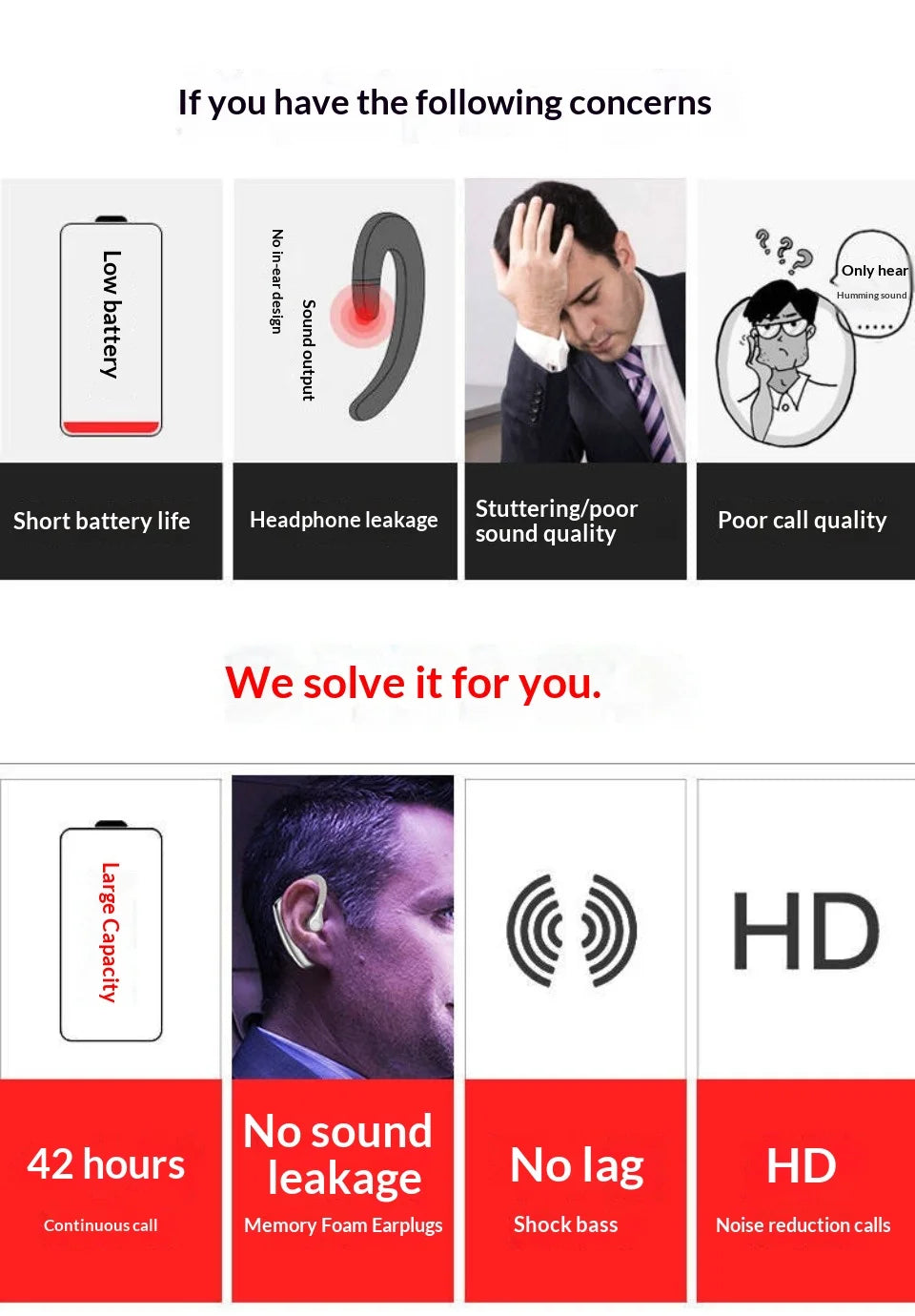 2025 Version Single Wireless Bluetooth Earphone – IPX7 Waterproof Sports & Driving Headset