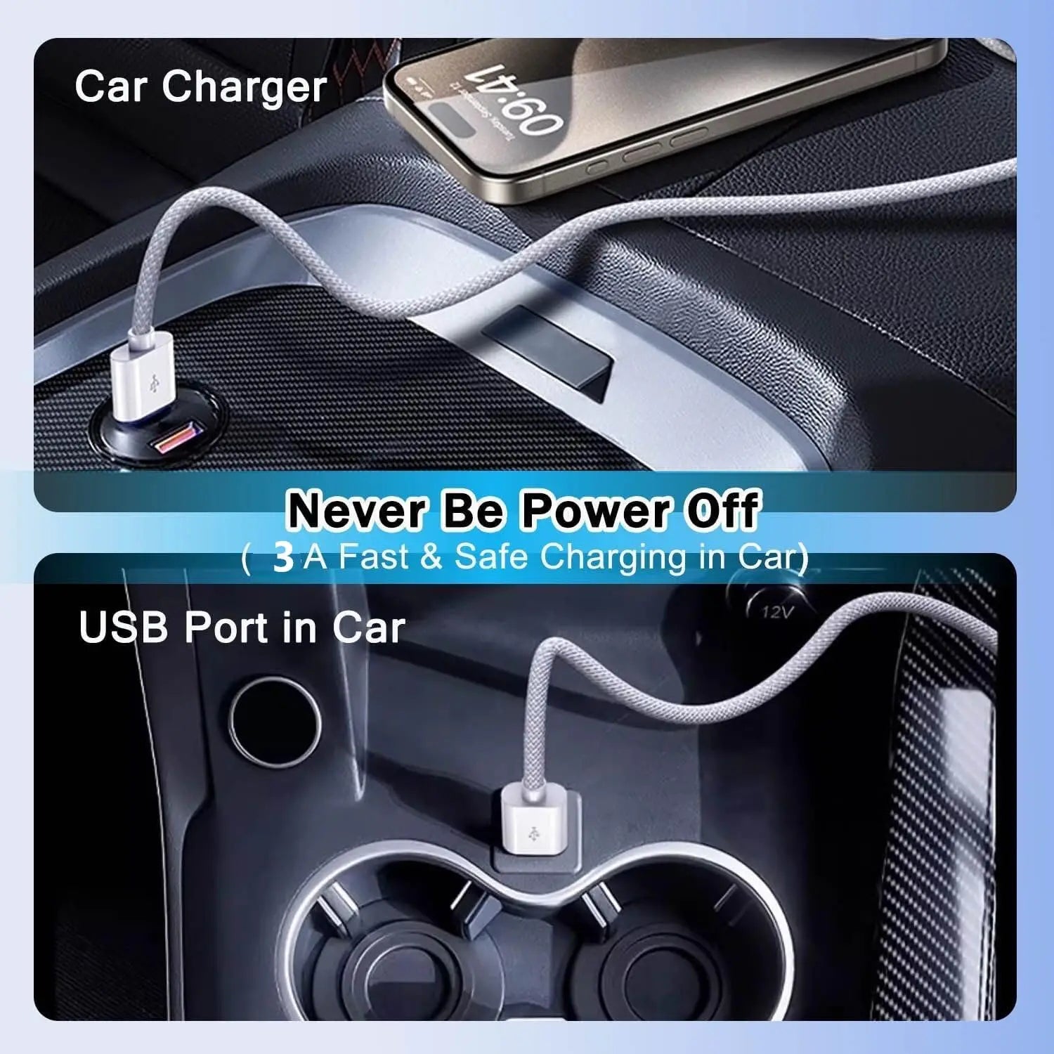 45W Braided USB-C to USB-C Fast Charging Cable for iPhone 15/16/17 Series