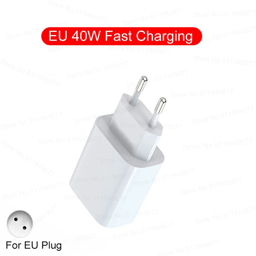 40W PD USB-C Fast Wall Charger Adapter for iPhone 15/16/17 Pro Max & iPad
