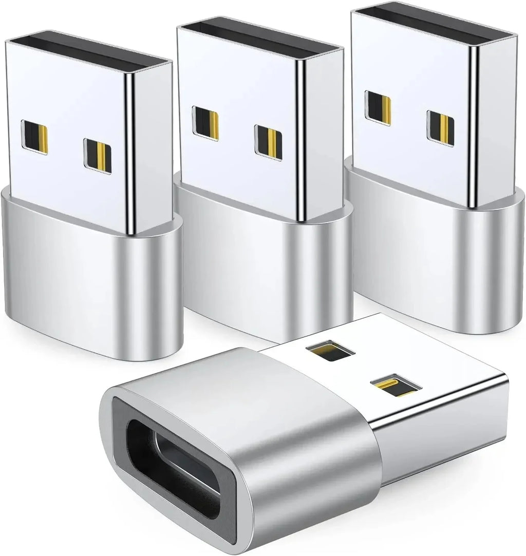 4-Pack USB-C Female to USB-A Male Adapter - Fast Charging & Data Sync Converter for iPhone 15/16/17 Series