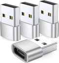 4-Pack USB-C Female to USB-A Male Adapter - Fast Charging & Data Sync Converter for iPhone 15/16/17 Series