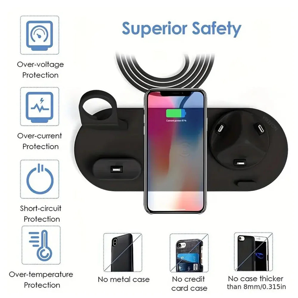 3-in-1 Universal Wireless Charging Station for iPhone 15/16/17 Series & AirPods - Fast Charging Dock