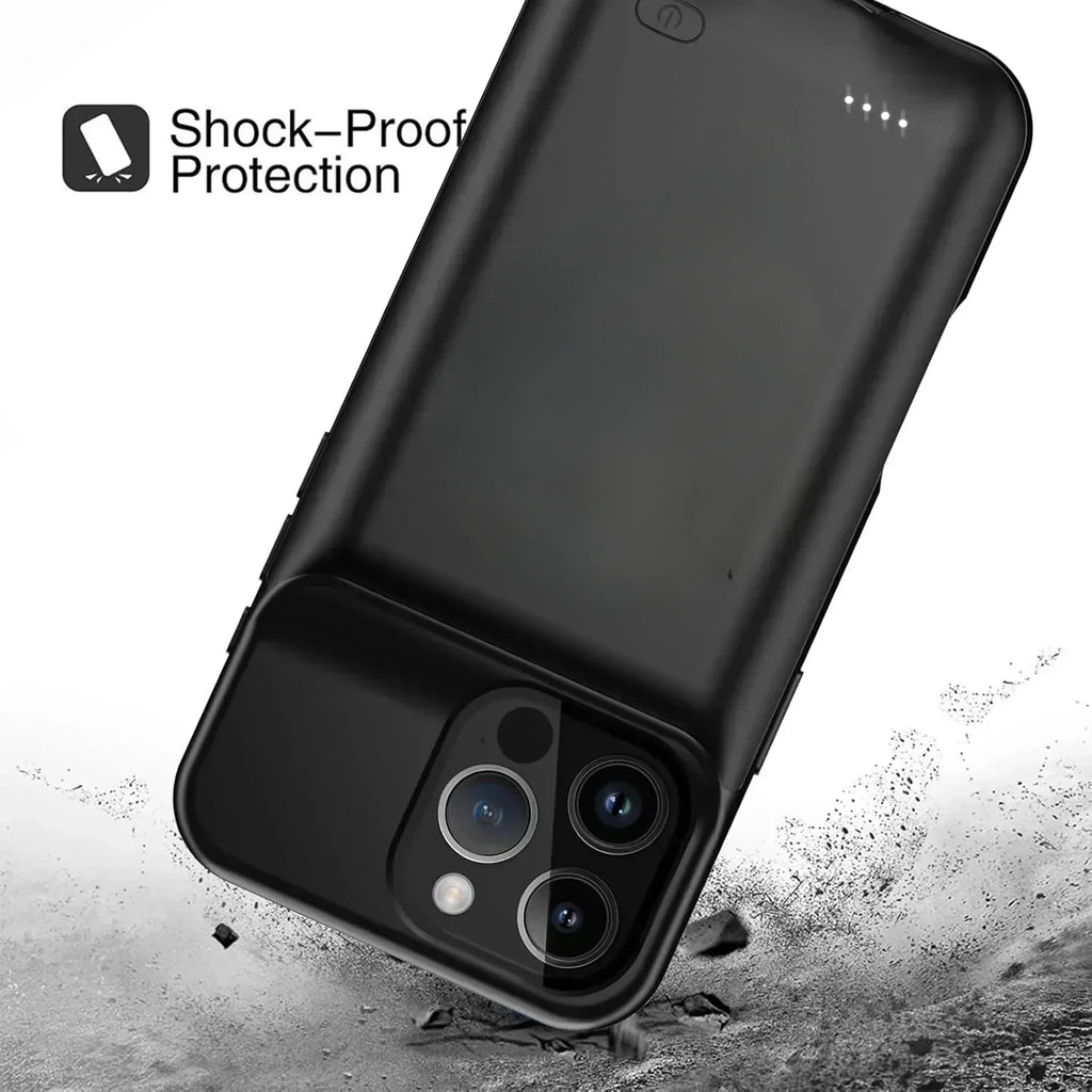 10000mAh Portable Battery Charger Case for iPhone 15/16/17 Series - Slim Power Bank Cover
