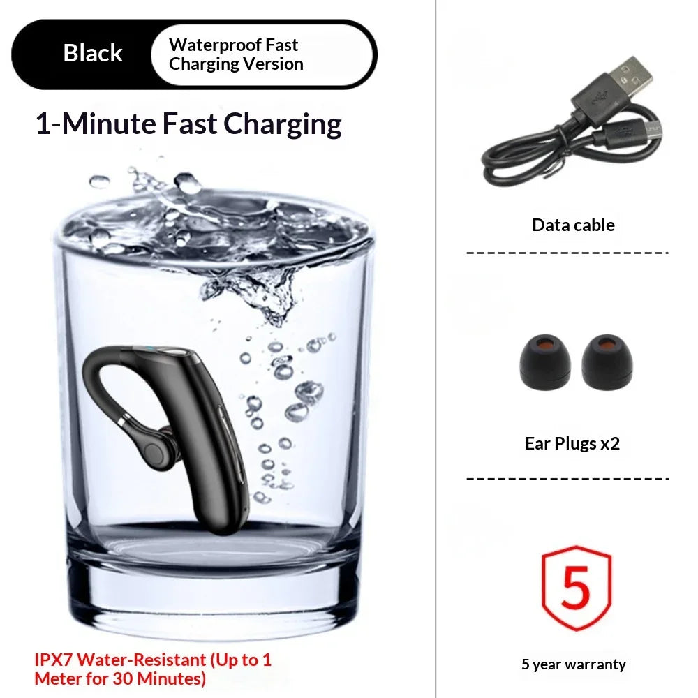 2025 Version Single Wireless Bluetooth Earphone – IPX7 Waterproof Sports & Driving Headset