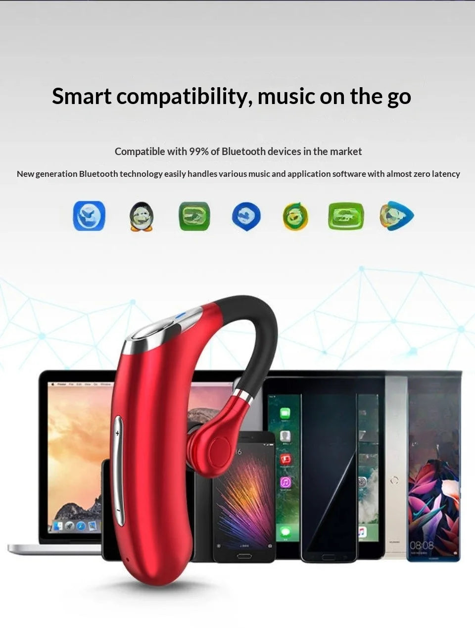 2025 Version Single Wireless Bluetooth Earphone – IPX7 Waterproof Sports & Driving Headset