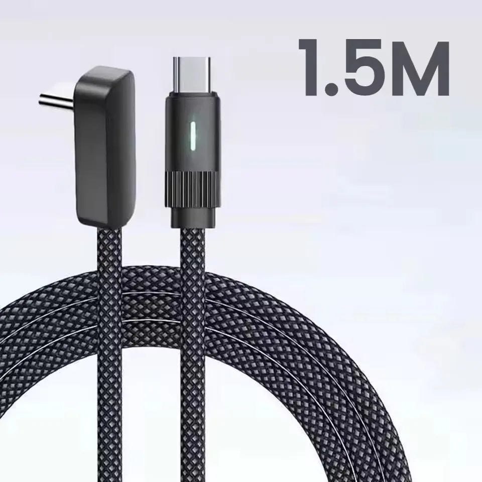 100W L-Shape Type-C to Type-C Flat Fast Charging Cable - Compatible with iPhone 15/16/17, Huawei, OPPO, Honor