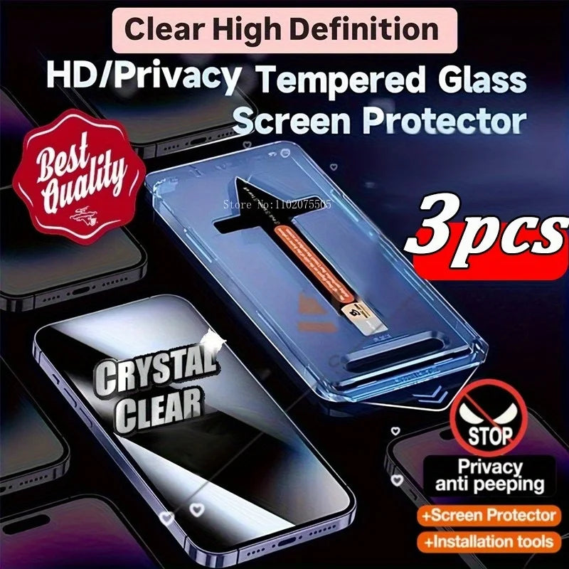3-Pack Premium HD Privacy Tempered Glass for iPhone Series