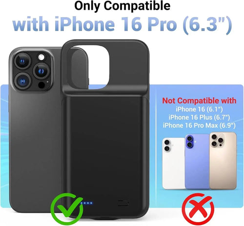 10000mAh Ultra-Slim Battery Charging Case for iPhone 15/16/17 Series - Portable Power Bank Cover