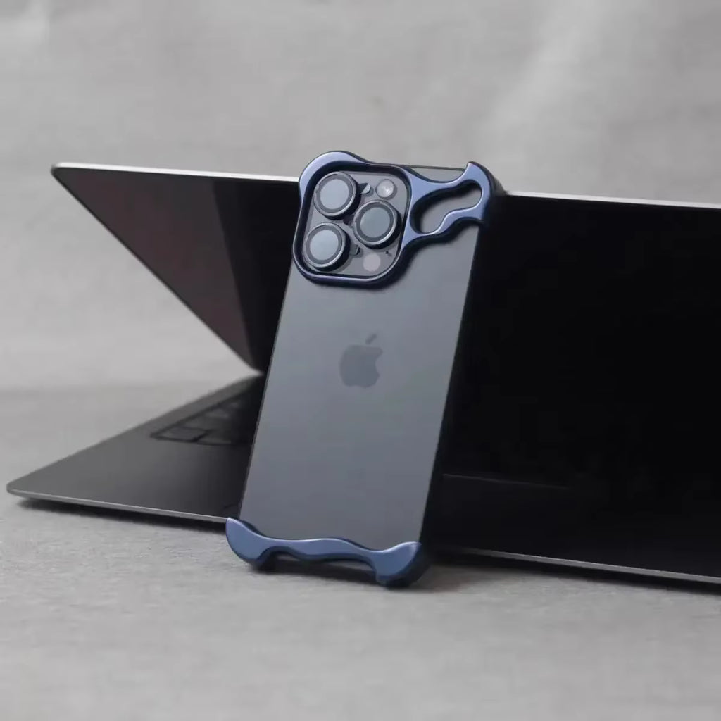 Irregular Metal Bumper Case for iPhone 15, 16 & 17 - Aluminum Shockproof Cover with Lens Protection