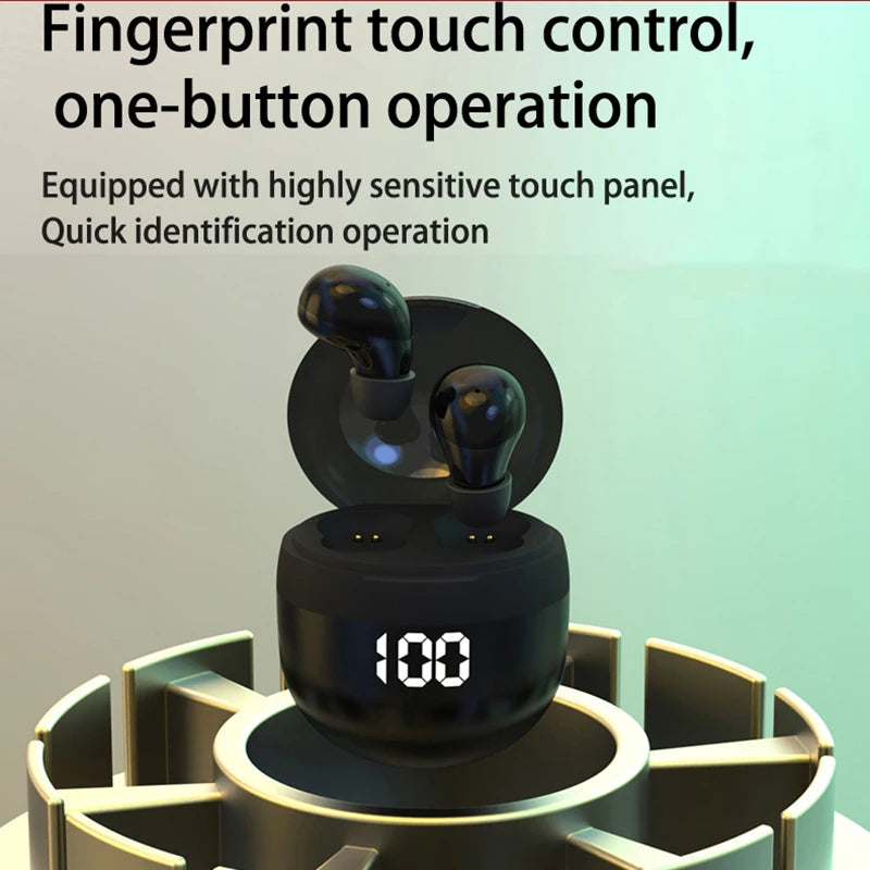 Invisible TWS Mini Bluetooth 5.3 Earbuds - Noise-Cancelling Wireless Headphones with Mic