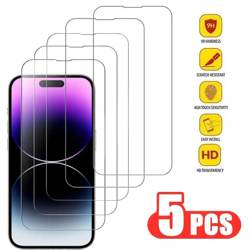Premium Tempered Glass Screen Protector for iPhone Series (14 Pro to 17 Pro Max)
