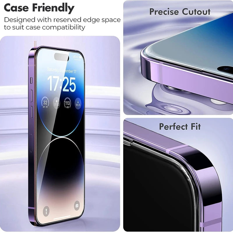 Premium Tempered Glass Screen Protector for iPhone Series (14 Pro to 17 Pro Max)
