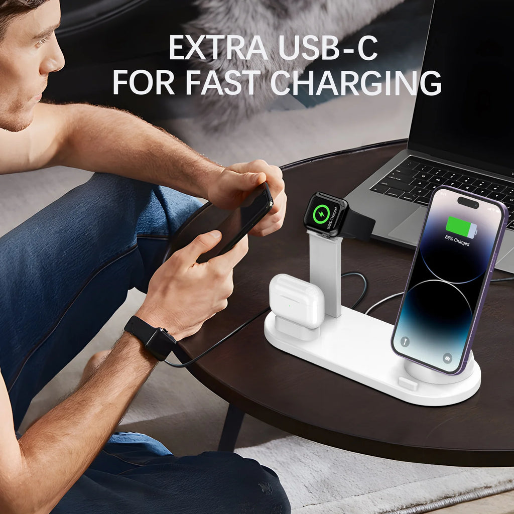 3-in-1 Universal Wireless Charging Station for iPhone 15/16/17 Series & AirPods - Fast Charging Dock