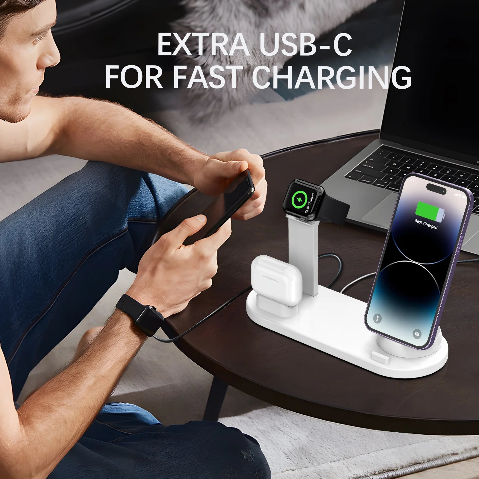 3-in-1 Universal Wireless Charging Station for iPhone 15/16/17 Series & AirPods - Fast Charging Dock