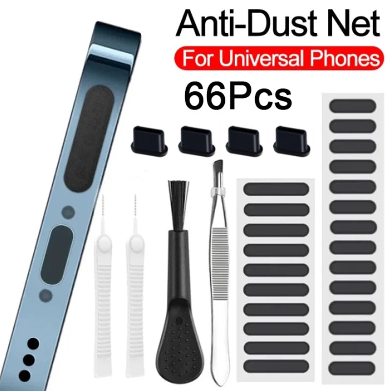 Universal Phone Cleaning & Dust Protection Kit - Speaker Mesh, Dust Plugs & Brush Set for iPhone