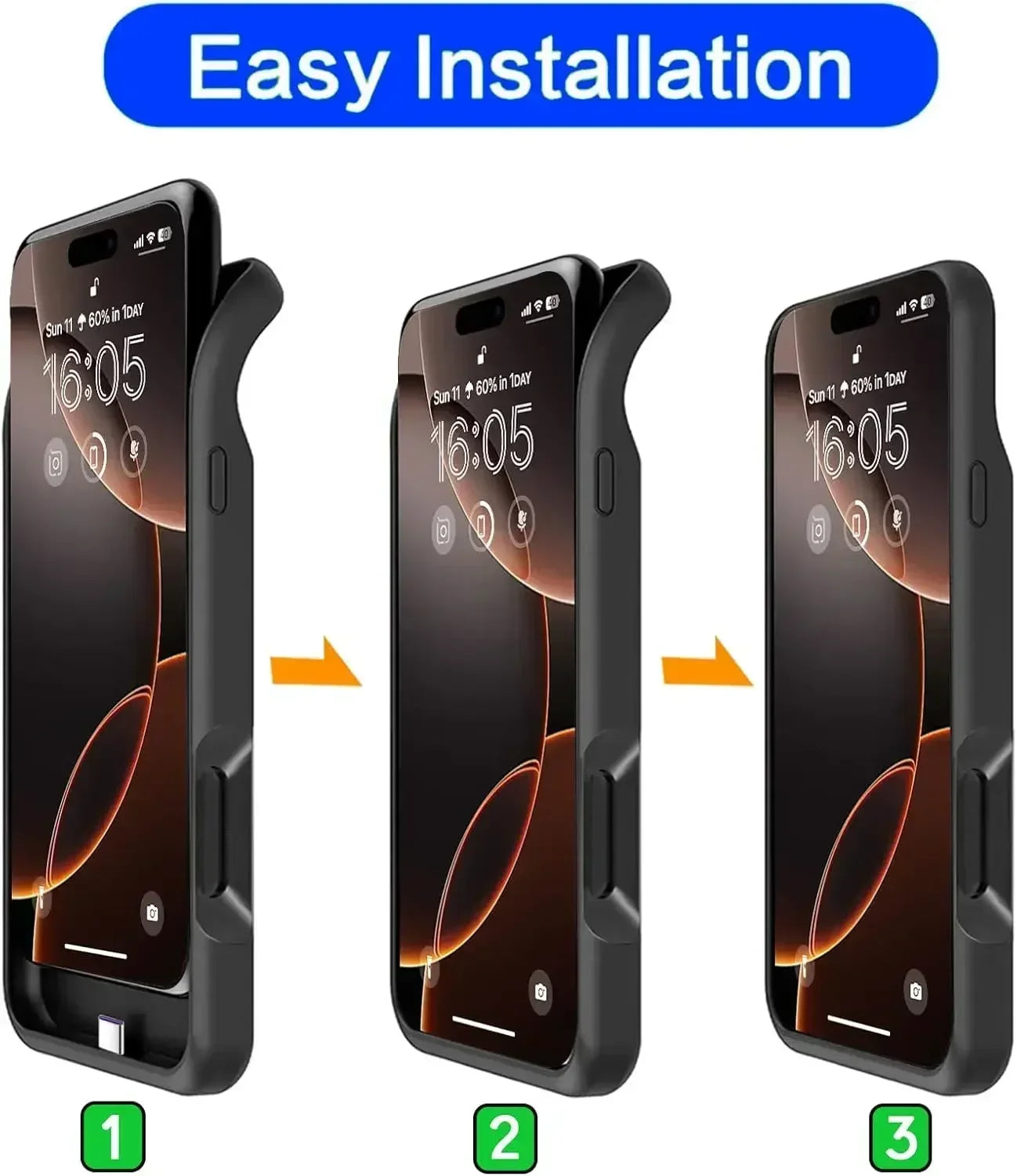 10000mAh Portable Battery Charger Case for iPhone 15/16/17 Series - Slim Power Bank Cover