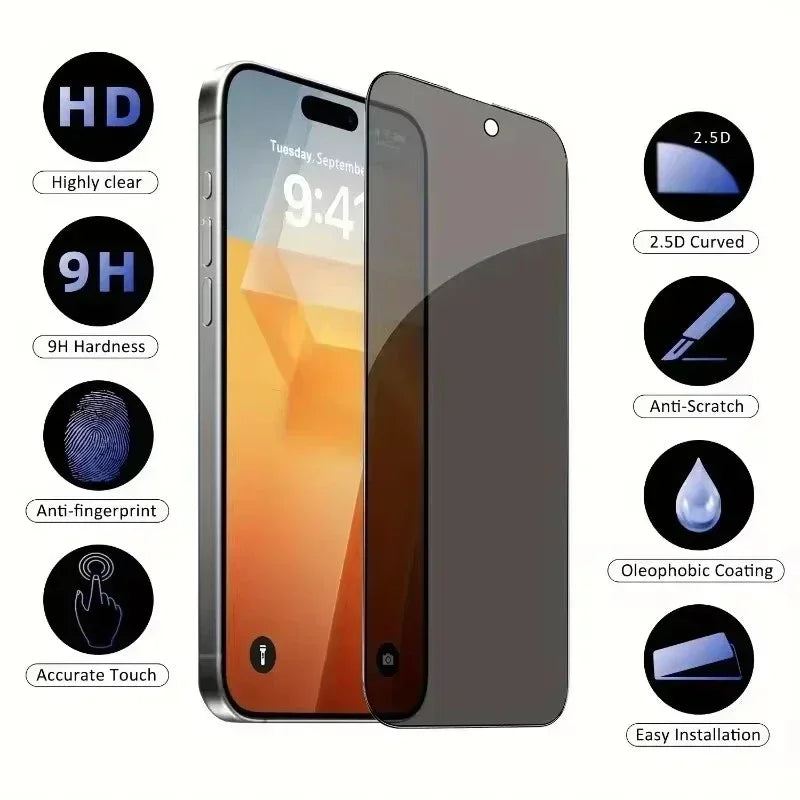 Premium Anti-Peep Privacy Tempered Glass (1-5 Pcs Pack) for iPhone