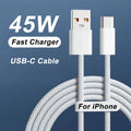 45W Braided USB-C to USB-C Fast Charging Cable for iPhone 15/16/17 Series