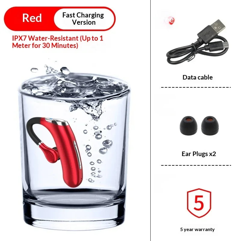2025 Version Single Wireless Bluetooth Earphone – IPX7 Waterproof Sports & Driving Headset